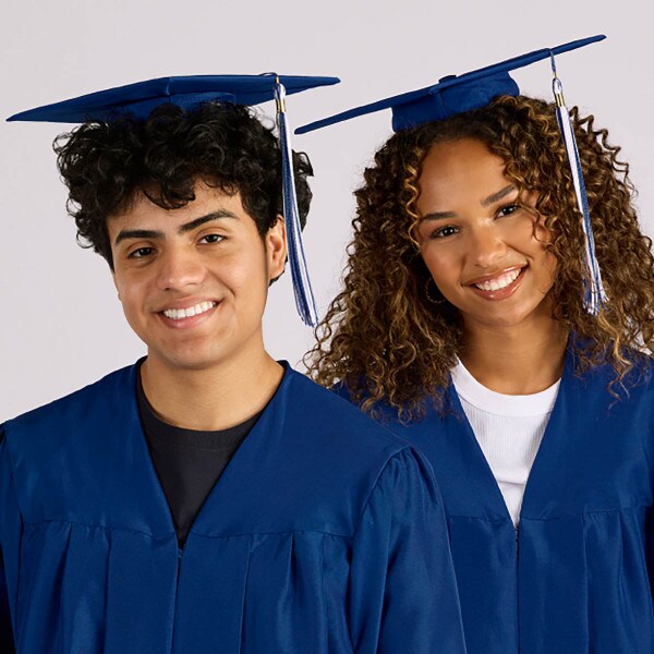 two students wearing caps with graduation cap companions